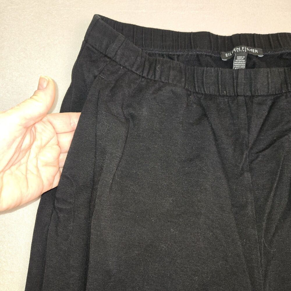 Eileen Fisher Womens Small PS Black Pull On Pants Elastic Waist Petite Viscose - Picture 3 of 4
